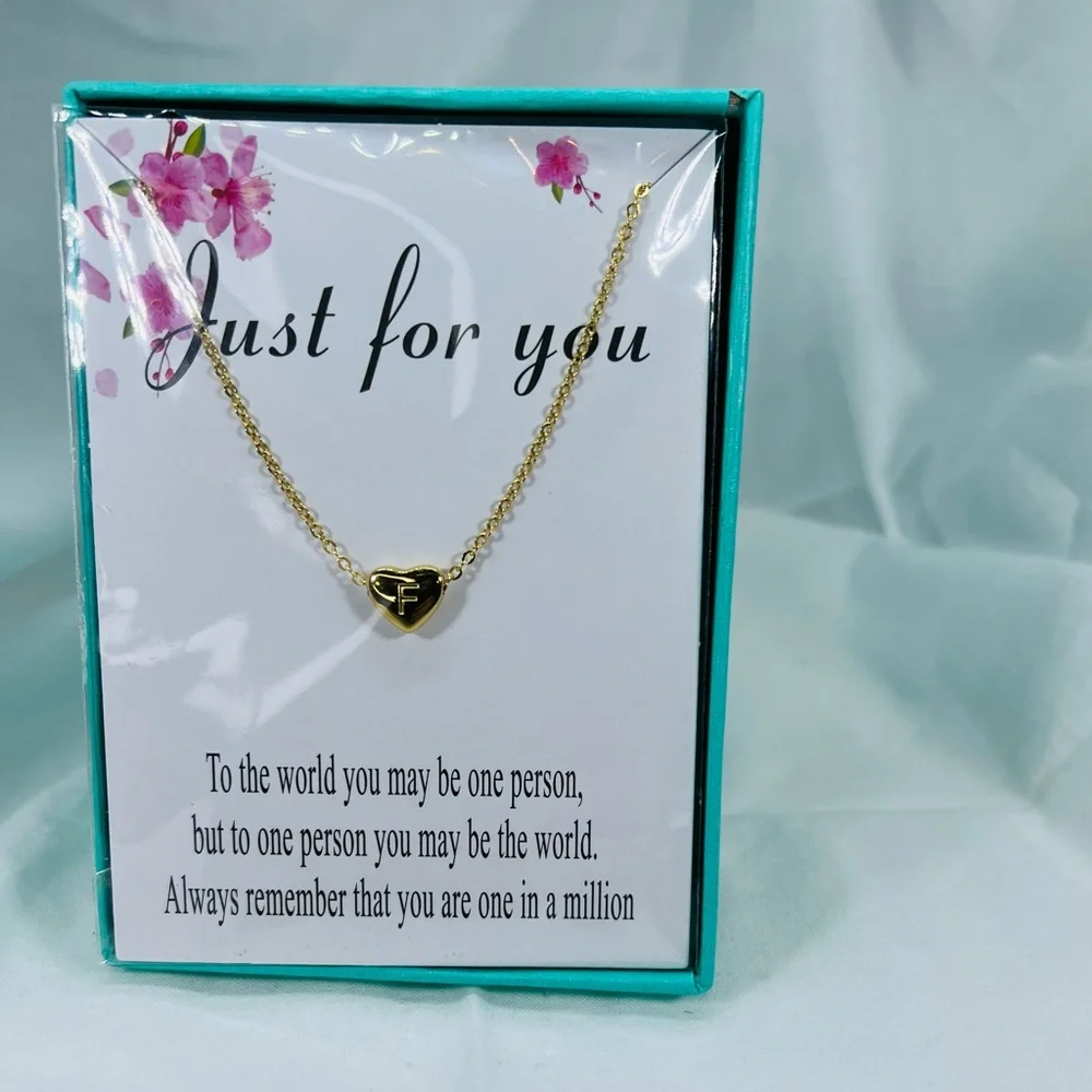 Minimalist Dainty Heart Personal Initial Gold Plated Beautiful Necklace Retro